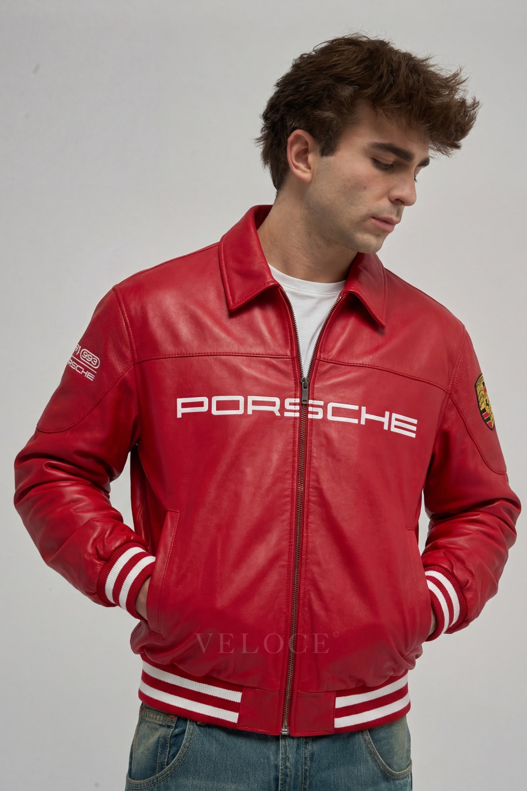 Heritage Leather Jacket Porsche 993 Turbo Red Edition