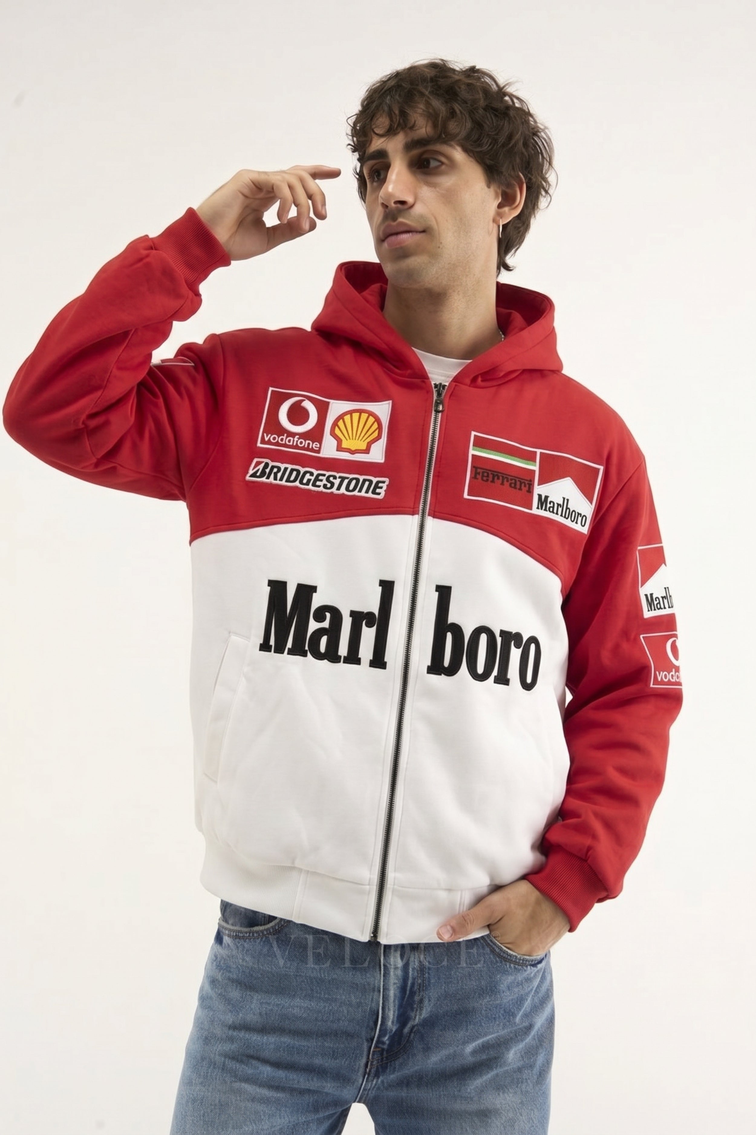Heritage Cap Marlboro Ferrari Embroidered Zip Hoodie