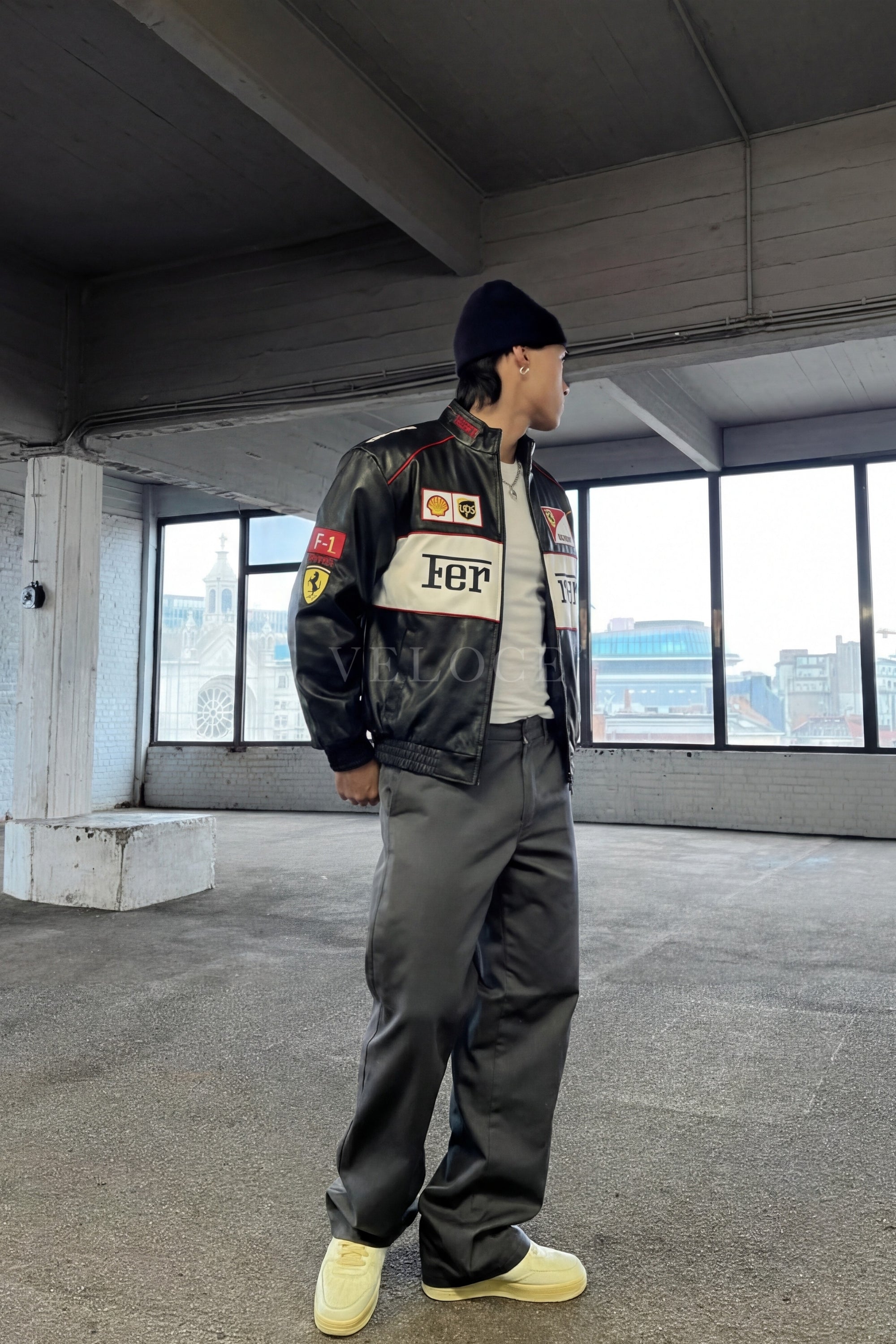 Heritage Leather Jacket Ferrari F1 White Edition