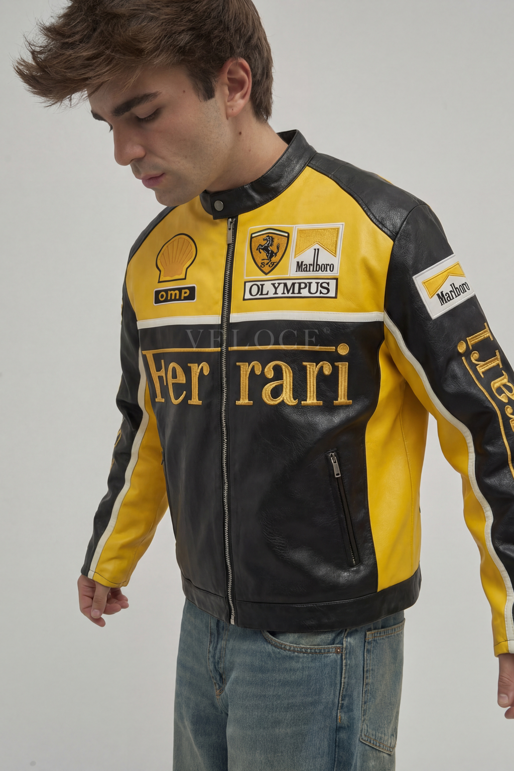 Heritage Leather Jacket Ferrari F1 Olympus Yellow Edition