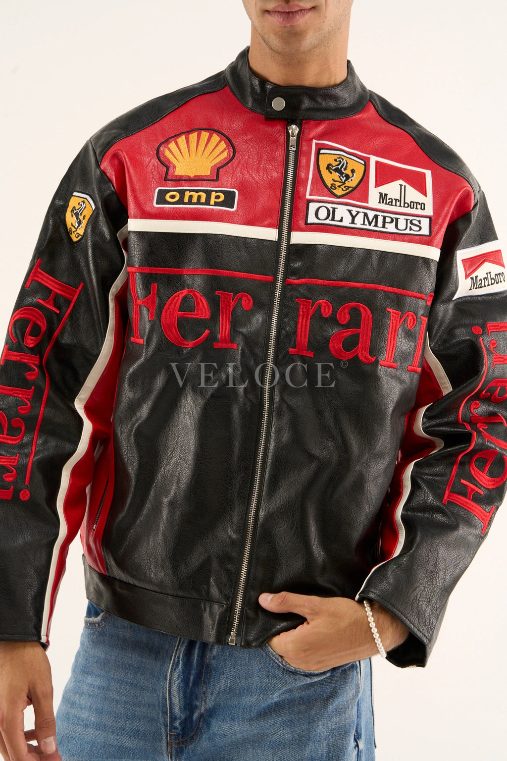 Heritage Leather Jacket Ferrari F1 Olympus Red Edition